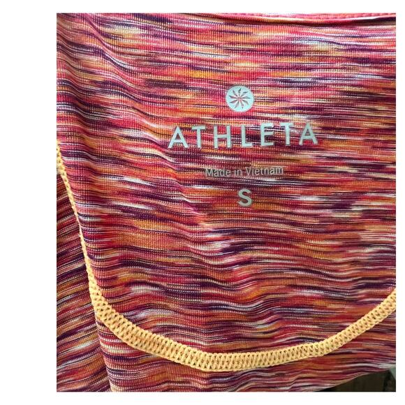 Athleta Pink Orange Purple Multicolor Running Yoga Tank with back zip-sz S - Picture 5 of 5